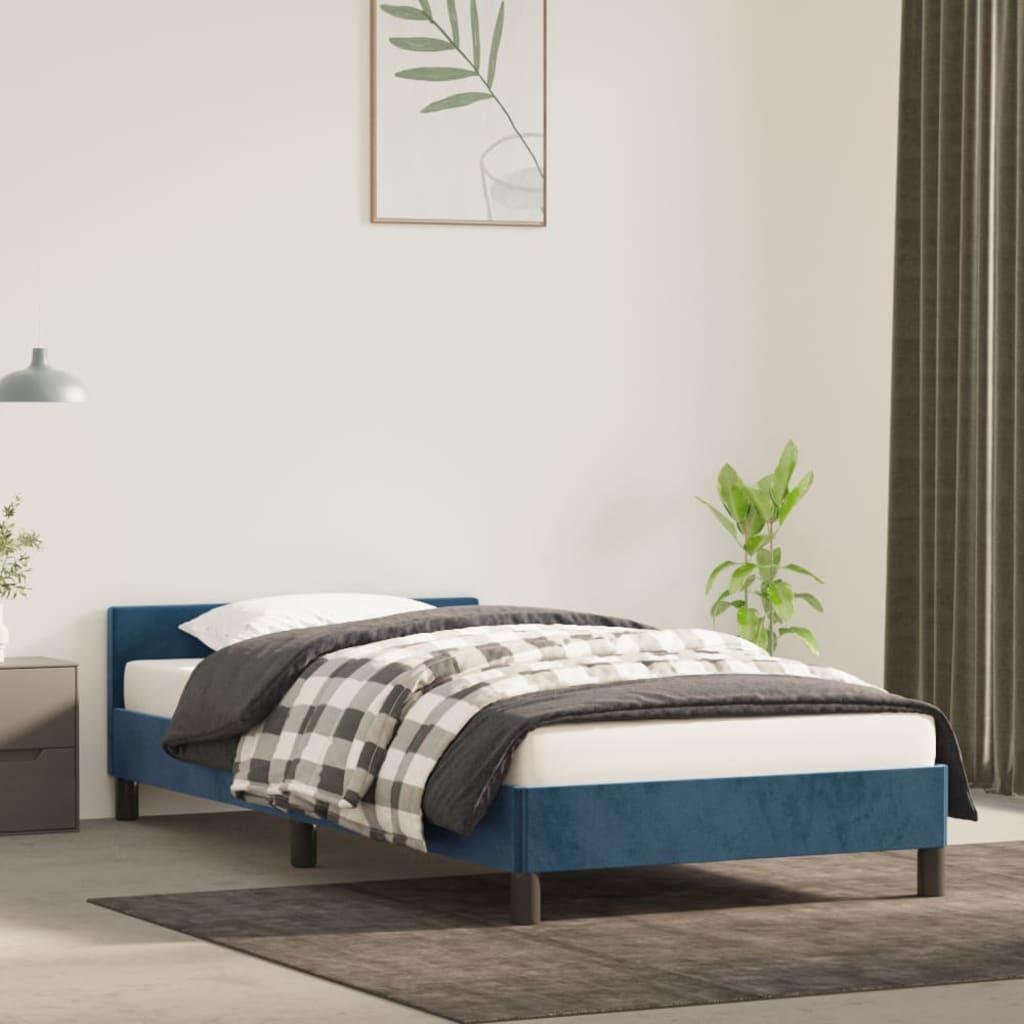 Sengeramme uden madras Mørkeblå 90x200 cm Fløjl billede