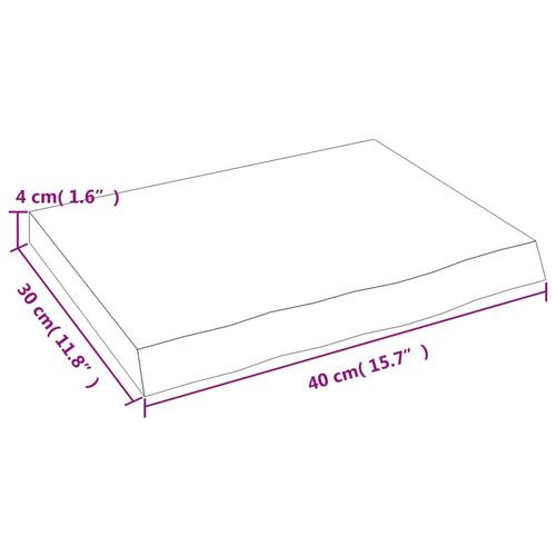 Væghylde 40x30x(2-4) cm behandlet massivt egetræ mørkebrun