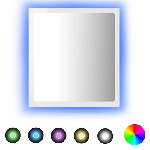 Badeværelsesspejl med LED-lys 40x8,5x37 cm akryl hvid højglans