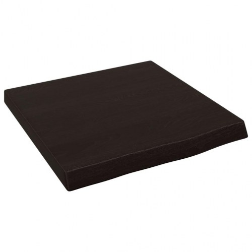 Væghylde i massivt egetræ 40×40×(2-4) cm - mørkebrun, naturlig kant