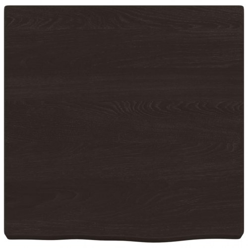 Væghylde i massivt egetræ 40×40×(2-4) cm - mørkebrun, naturlig kant
