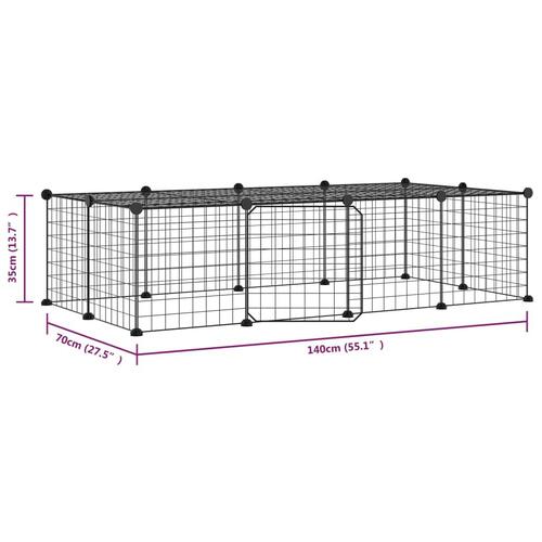 20-panels kæledyrsindhegning med låge 35x35 cm stål sort