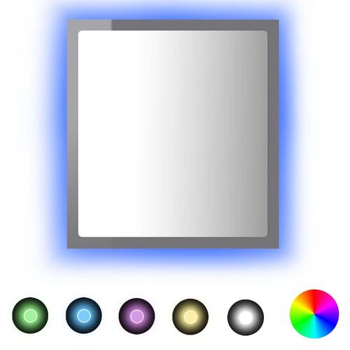 Badeværelsesspejl med LED-lys 40x8,5x37 cm akryl grå højglans