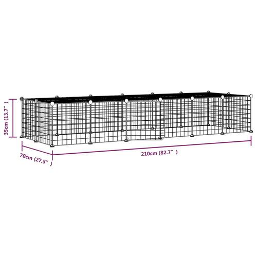 28-panels kæledyrsindhegning med låge 35x35 cm stål sort