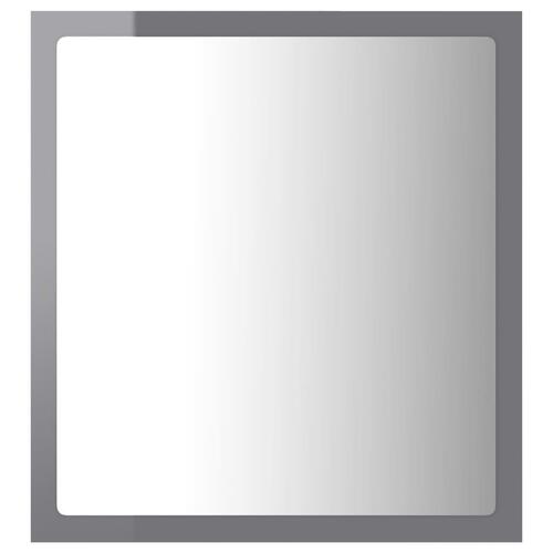 Badeværelsesspejl med LED-lys 40x8,5x37 cm akryl grå højglans