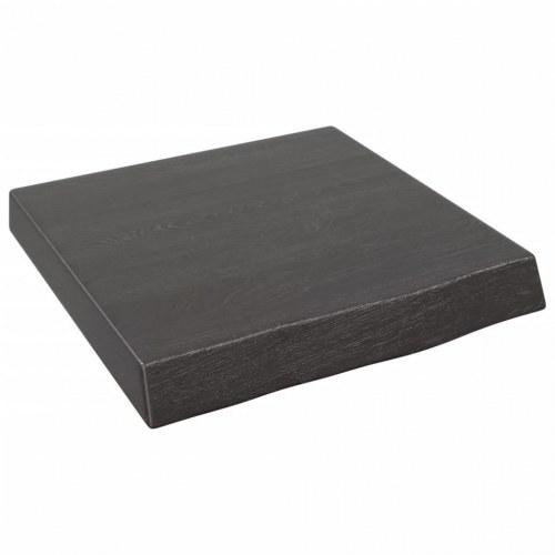 Væghylde 40x40x(2-6) cm behandlet massivt egetræ mørkebrun