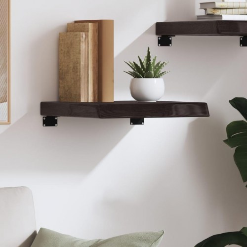 Væghylde 40x40x(2-6) cm behandlet massivt egetræ mørkebrun