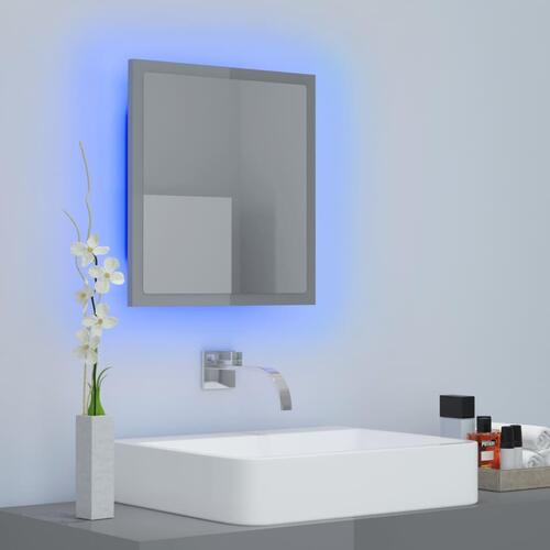 Badeværelsesspejl med LED-lys 40x8,5x37 cm akryl grå højglans