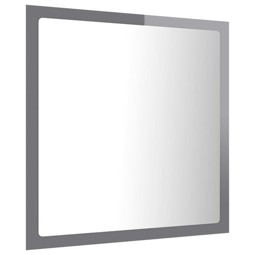 Badeværelsesspejl med LED-lys 40x8,5x37 cm akryl grå højglans