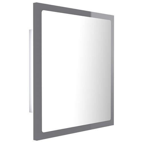 Badeværelsesspejl med LED-lys 40x8,5x37 cm akryl grå højglans