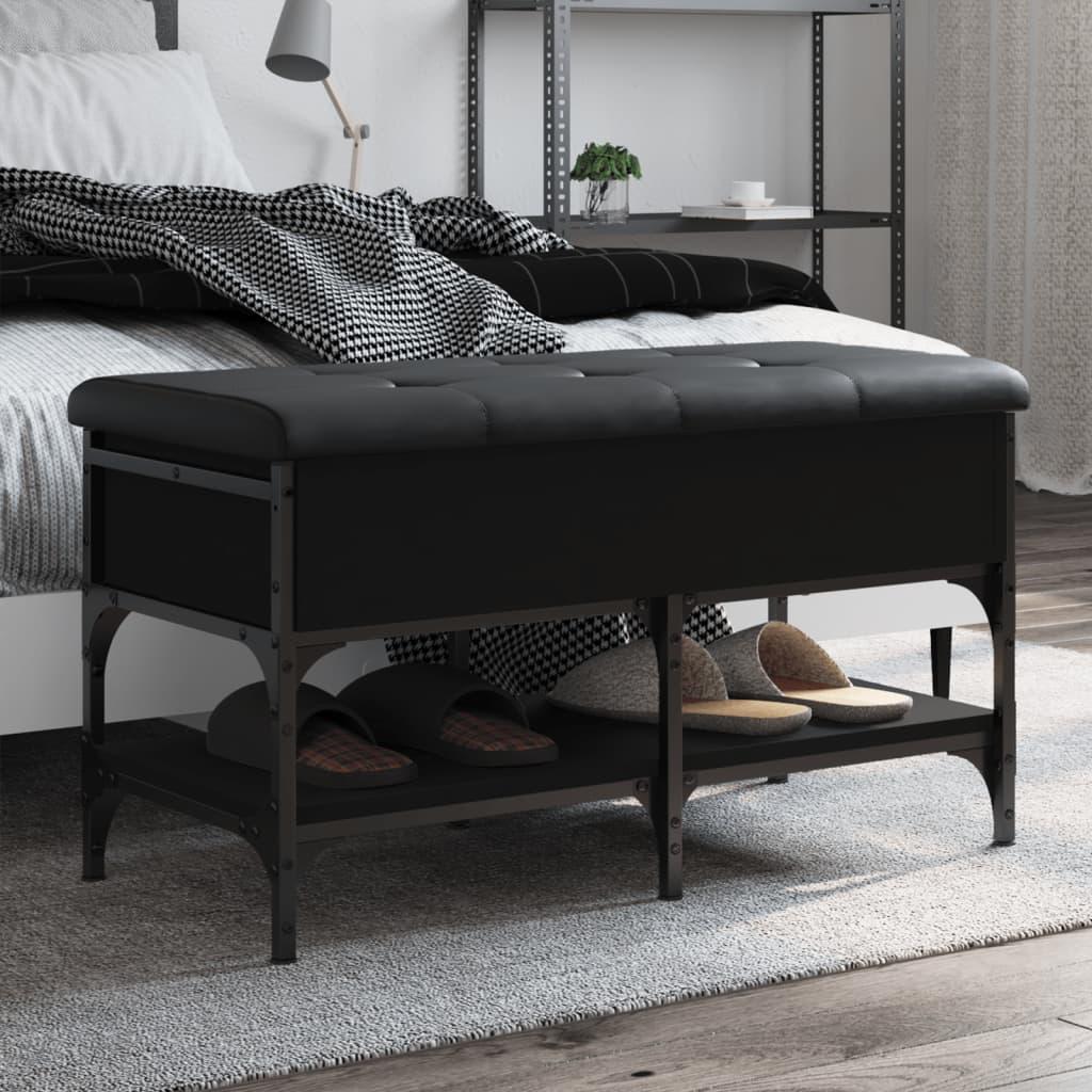 Skobænk 82x42x45 cm konstrueret træ sort