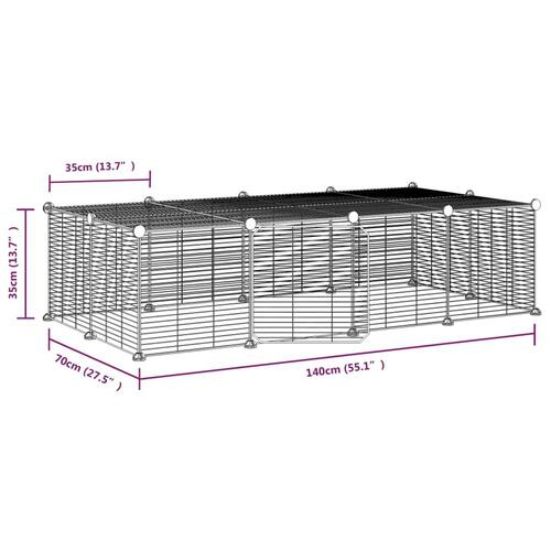 20-panels kæledyrsindhegning med låge 35x35 cm stål sort