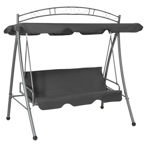 Konvertibel gyngesofa baldakin 198x120x205 cm stål antracitgrå