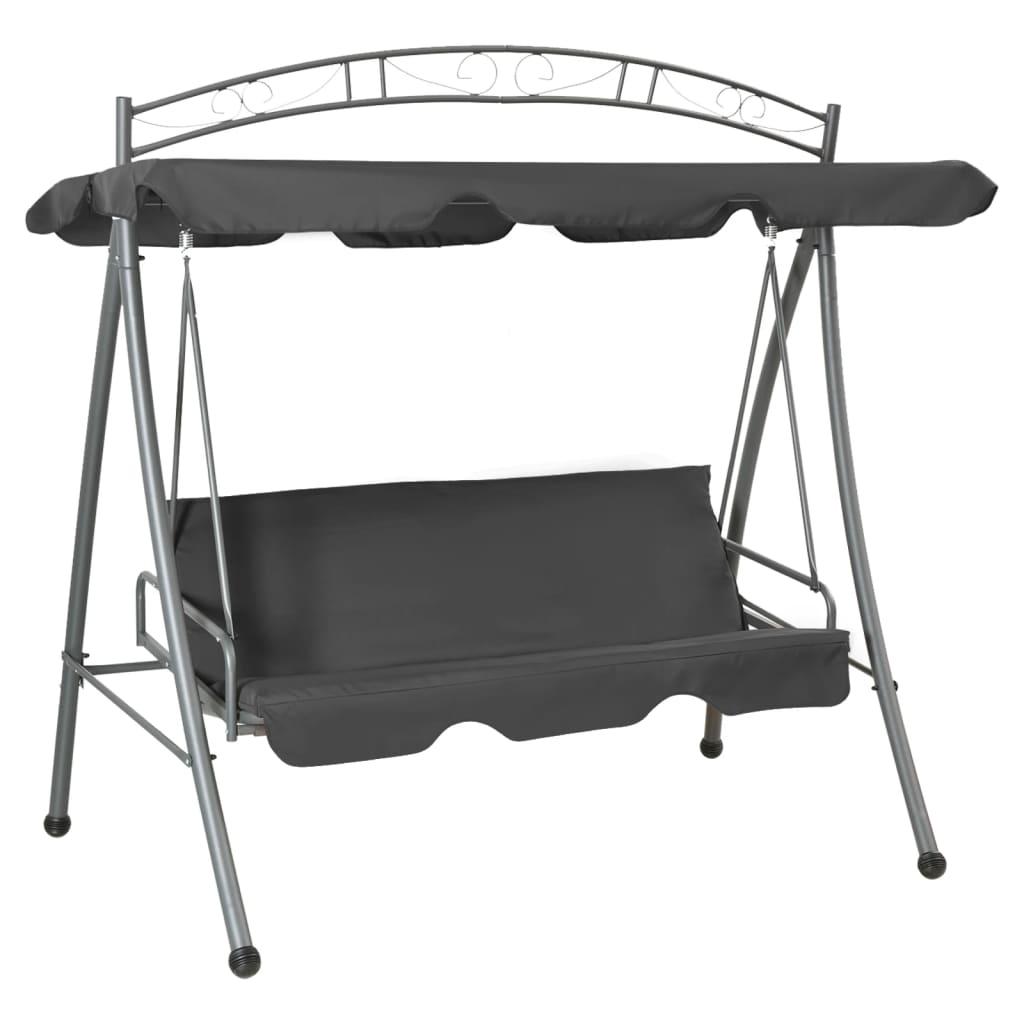 Konvertibel gyngesofa baldakin 198x120x205 cm stål antracitgrå