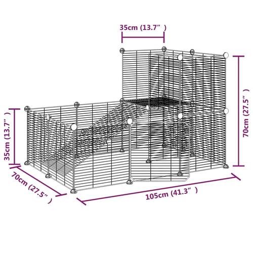 20-panels kæledyrsindhegning med låge 35x35 cm stål sort