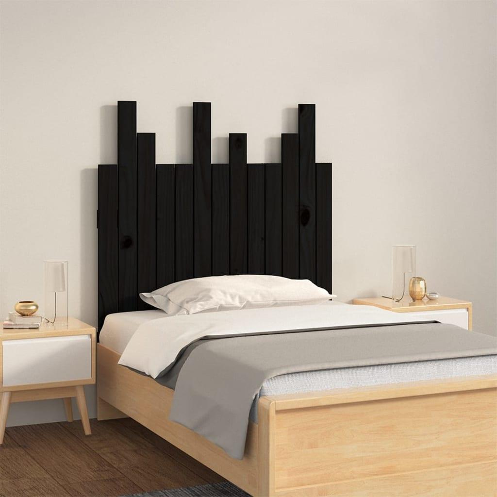 Sengegavl 82,5x3x80 cm massivt fyrretræ sort billede