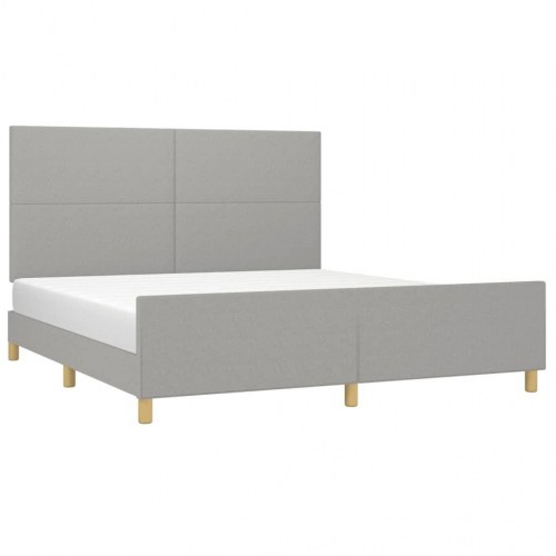 Sengeramme med sengegavl 160x200 cm - stof, lysegrå