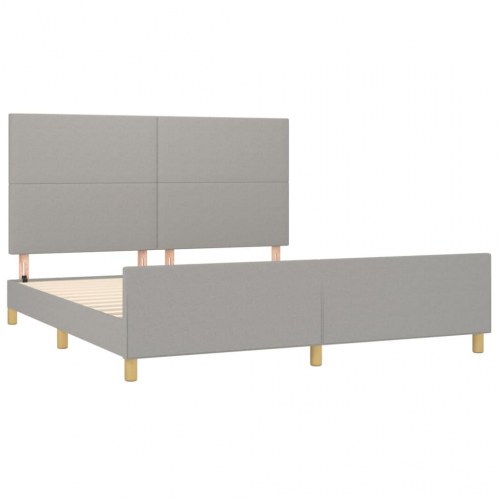 Sengeramme med sengegavl 160x200 cm - stof, lysegrå