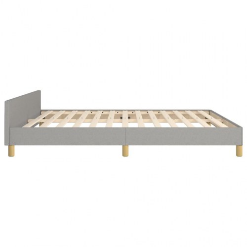 Sengeramme med sengegavl 160x200 cm - stof, lysegrå