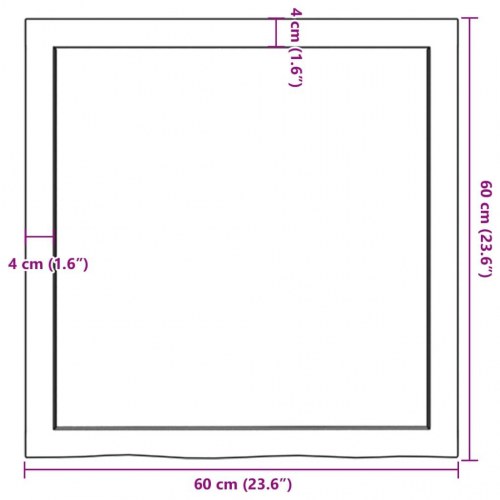 Væghylde 60x60x(2-6) cm behandlet massivt egetræ mørkebrun