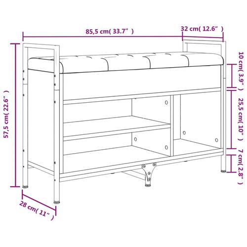Skobænk 85,5x32x57,5 cm konstrueret træ røget egetræsfarve