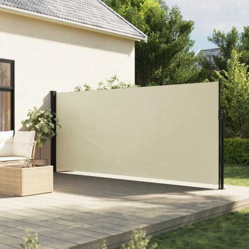 Sidemarkise 160 × 300 cm - sammenrullelig, cremefarvet
