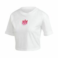 Kortærmet T-shirt til Kvinder Adidas Adicolor 3D Trefoil Hvid 34