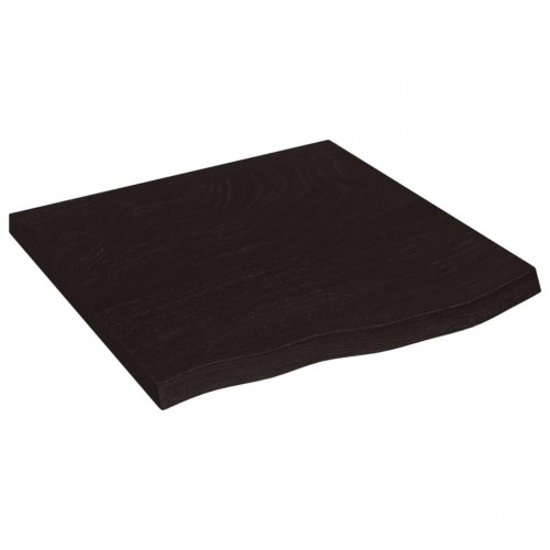 Væghylde i massivt egetræ 60×60×(2-4) cm - mørkebrun, naturlig kant