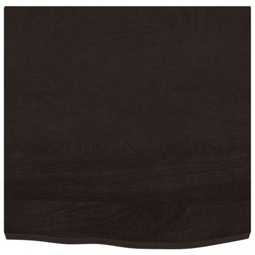 Væghylde i massivt egetræ 60×60×(2-4) cm - mørkebrun, naturlig kant