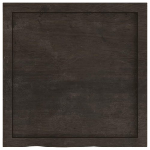 Væghylde i massivt egetræ 60×60×(2-4) cm - mørkebrun, naturlig kant