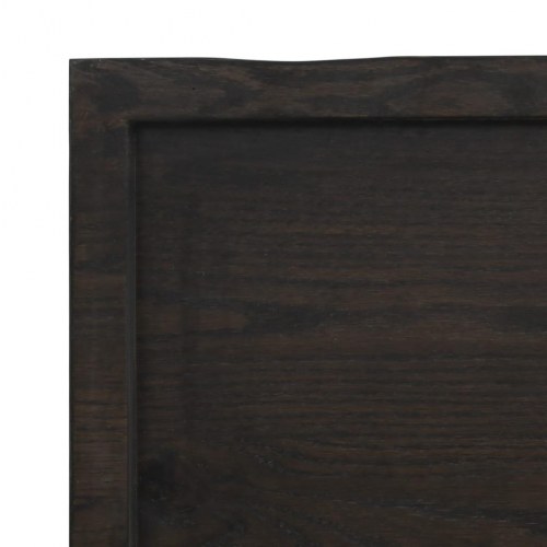 Væghylde i massivt egetræ 60×60×(2-4) cm - mørkebrun, naturlig kant