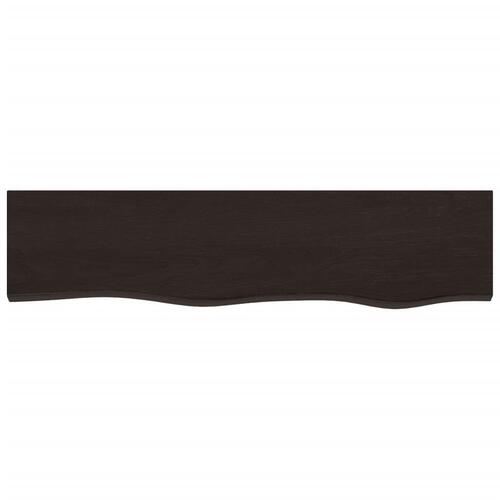 Væghylde 80x20x6 cm behandlet massivt egetræ mørkebrun