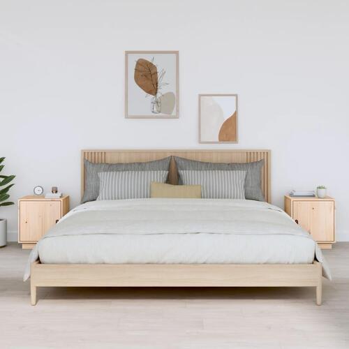 Sengeborde 2 stk. 40x34x45 cm massivt fyrretræ
