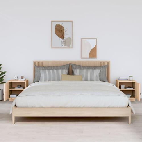 Sengeborde 2 stk. 40x34x45 cm massivt fyrretræ