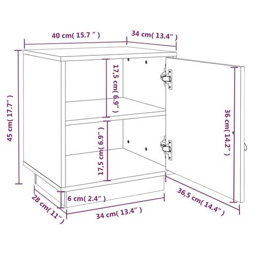 Sengeborde 2 stk. 40x34x45 cm massivt fyrretræ