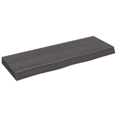 Væghylde 80x30x(2-6) cm behandlet massivt egetræ mørkebrun