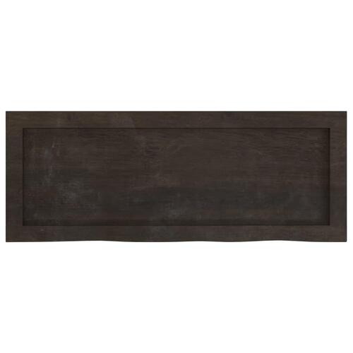 Væghylde 80x30x(2-6) cm behandlet massivt egetræ mørkebrun