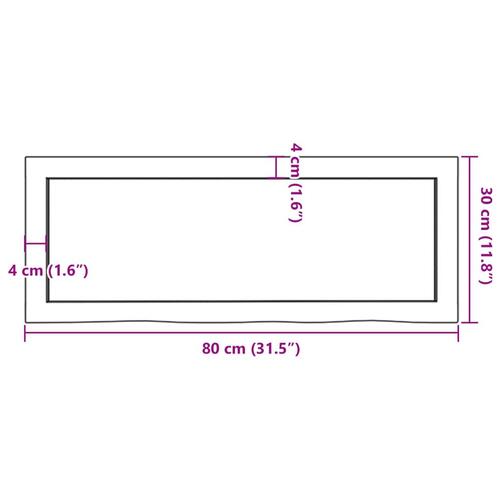 Væghylde 80x30x(2-6) cm behandlet massivt egetræ mørkebrun