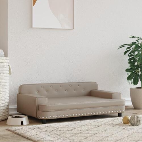 Hundeseng 90x53x30 cm kunstlæder cappuccinofarvet