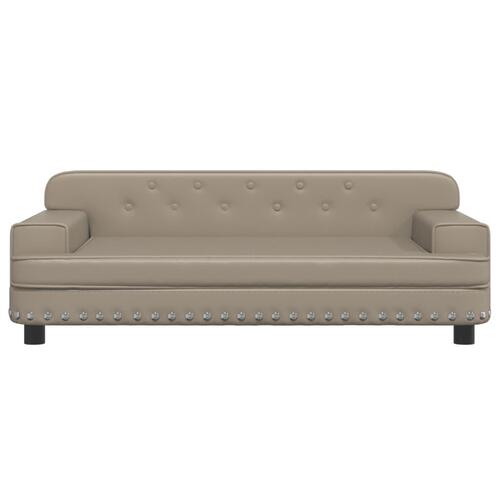 Hundeseng 90x53x30 cm kunstlæder cappuccinofarvet