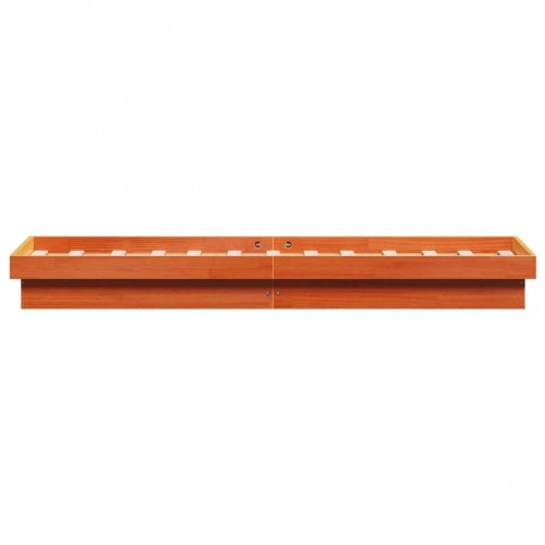 Sengeramme med LED-lys 90x200 cm - massivt fyrretræ, gyldenbrun