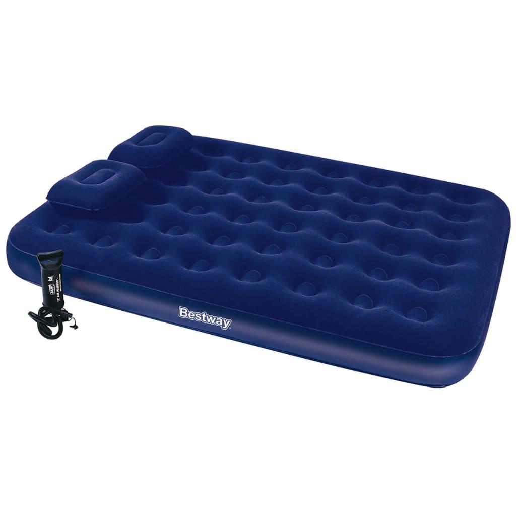 Bestway oppustelig luftmadras med pude og pumpe 203x152x22 cm 67374 billede