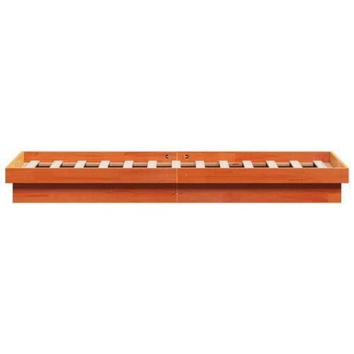 Sengeramme med LED-lys 120x200 cm massivt fyrretræ gyldenbrun