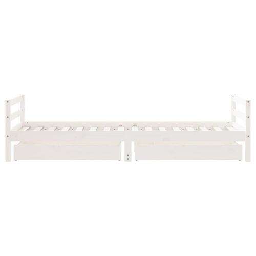Sengeramme til juniorseng m. skuffer 80x200 cm massivt fyr hvid