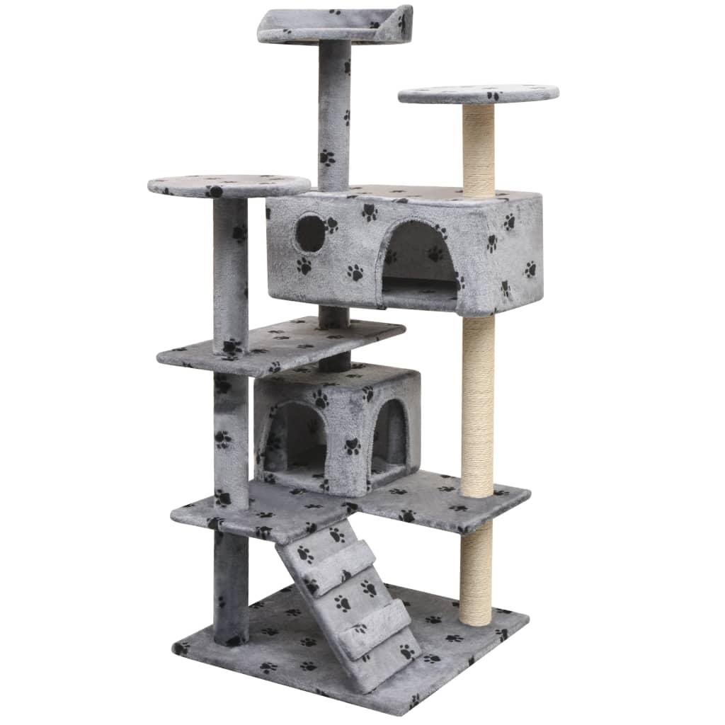Kradsetræ med sisal til katte 125 cm poteprint grå