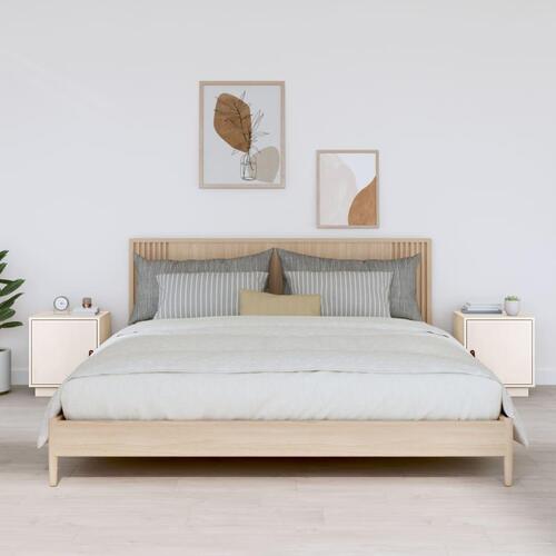 Sengeborde 2 stk. 40x34x45 cm massivt fyrretræ hvid