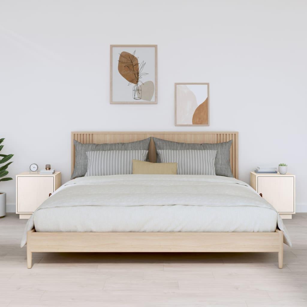 Sengeborde 2 stk. 40x34x45 cm massivt fyrretræ hvid