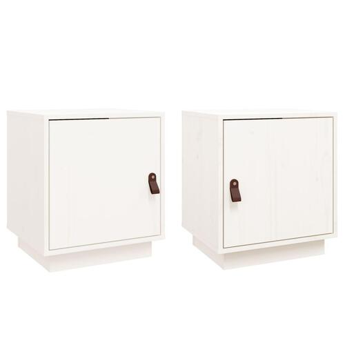 Sengeborde 2 stk. 40x34x45 cm massivt fyrretræ hvid