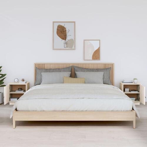Sengeborde 2 stk. 40x34x45 cm massivt fyrretræ hvid
