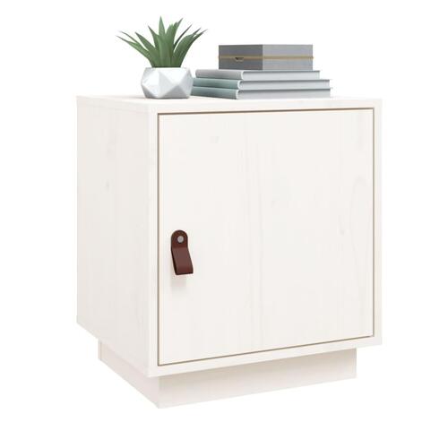 Sengeborde 2 stk. 40x34x45 cm massivt fyrretræ hvid